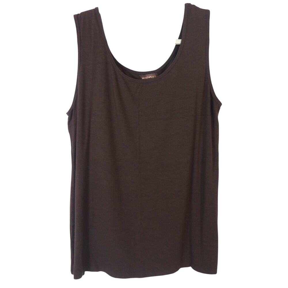 MULTIPLES Chocolate Dark Brown Tank Top Minimalist Womens Large Sleeveless